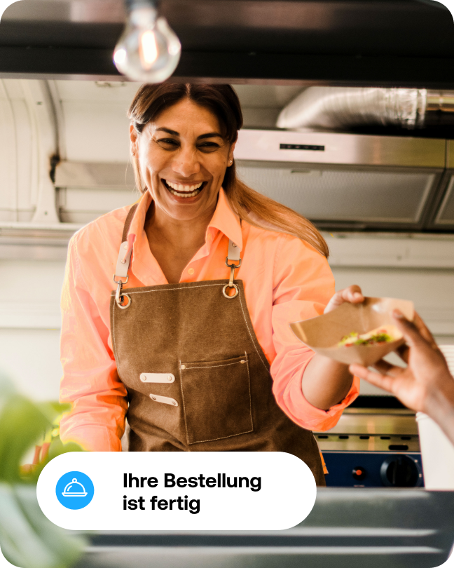 Woman serving food